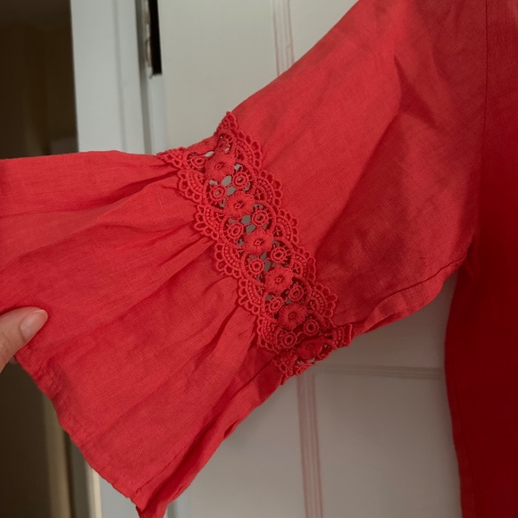 NWT - 100% Linen Coral Blouse - Terzo Millennio - Size M - Made in Italy - Picture 4 of 5